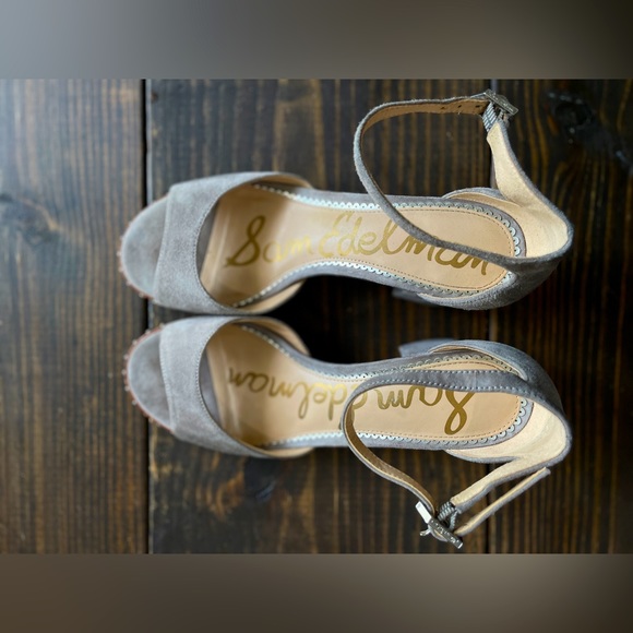 Sam Edelman Shoes - Sam Edelman Susie Block Heel Ankle Strap Suede Sandals in Gray Size 8.5